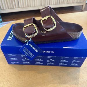 Birkenstock Arizona Big Buckle: Natural Leather Patent